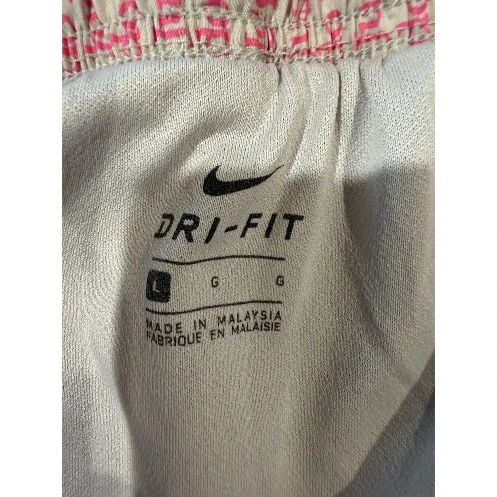 Nike Running Shorts Women's Large Pink White Just Do It Print Brief Lined
